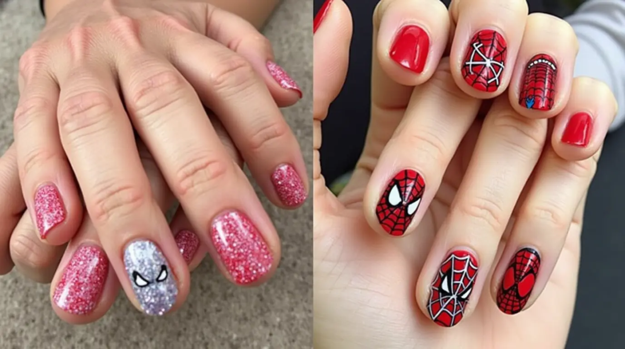 Create your own Spiderman nail design (1)