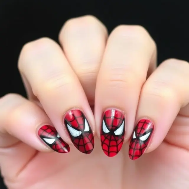 Create your own Spiderman nail design (2)