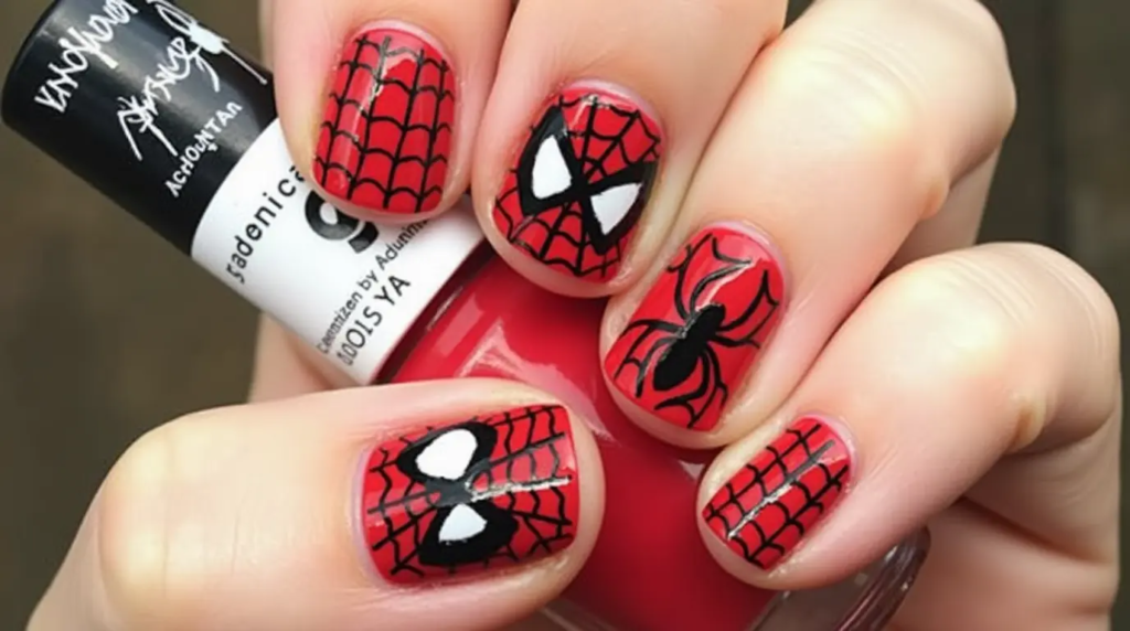 Create your own Spiderman nail design (2)