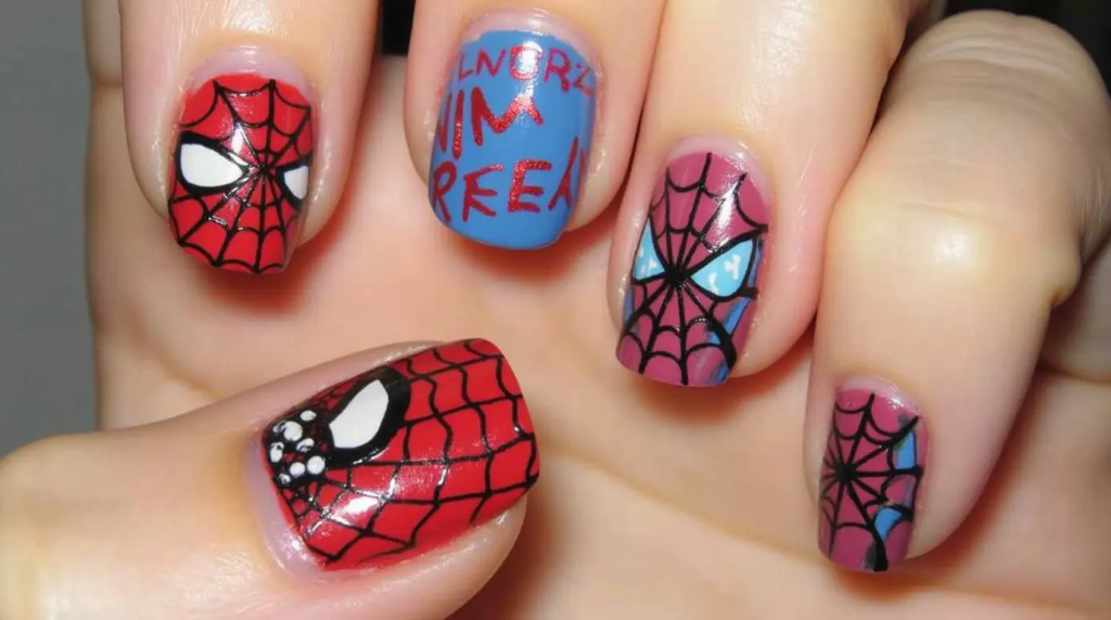 Create your own Spiderman nail design (3)