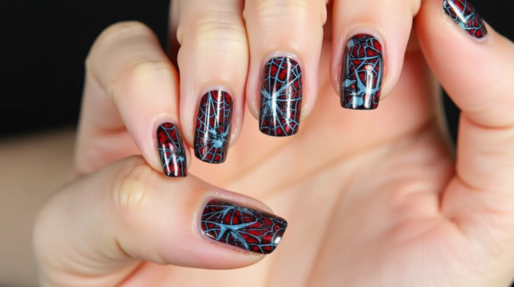 Create your own Spiderman nail design (4)