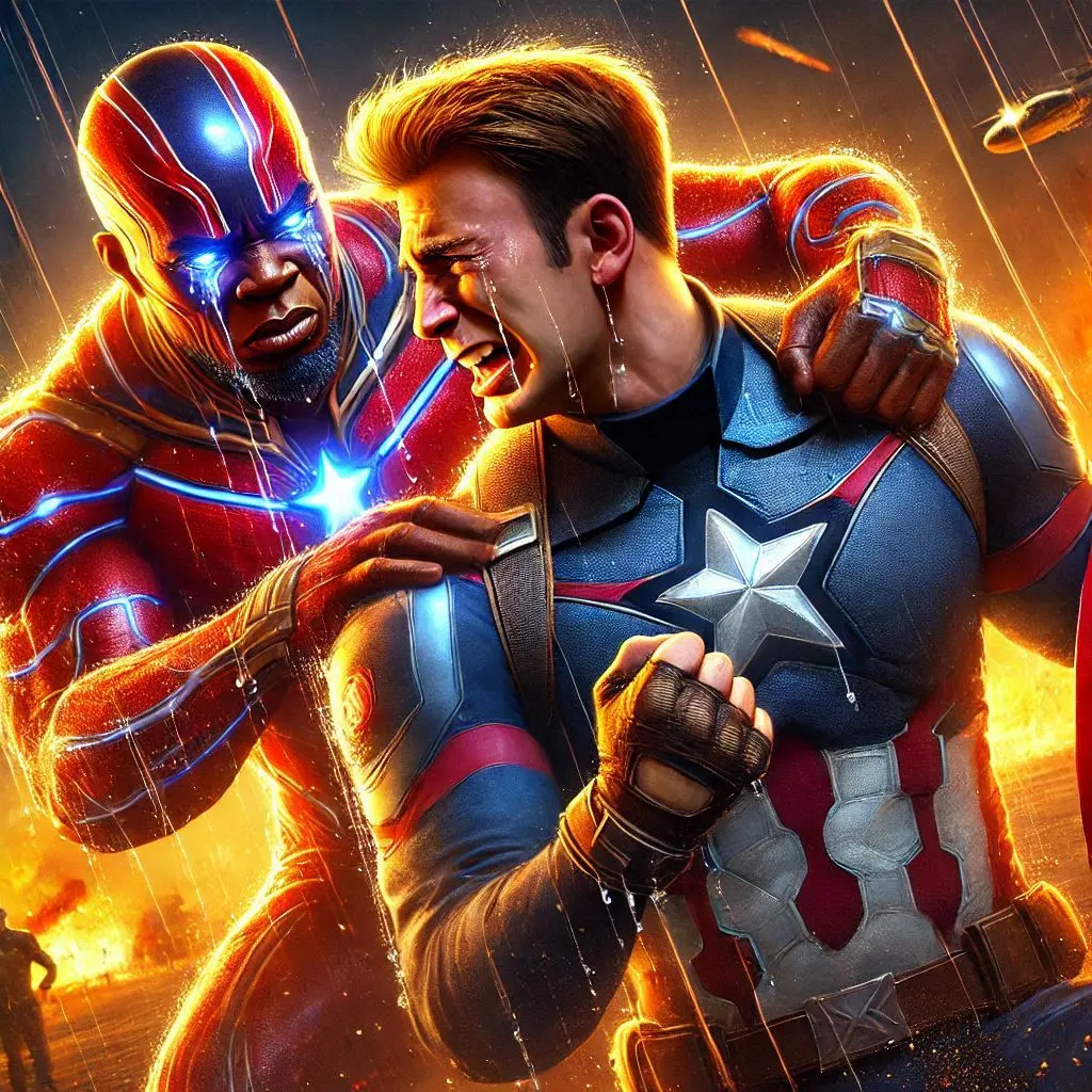 Captain America Fights Blood Tears An Epic Showdown in the Marvel Universe (1)